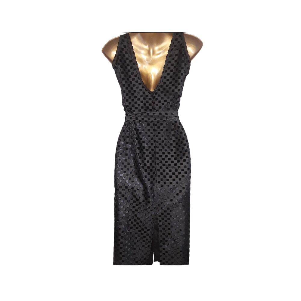 NWT Sz XS Tyler McGillivary SERENA Black Sheath Dress With Belt - Picture 2 of 5